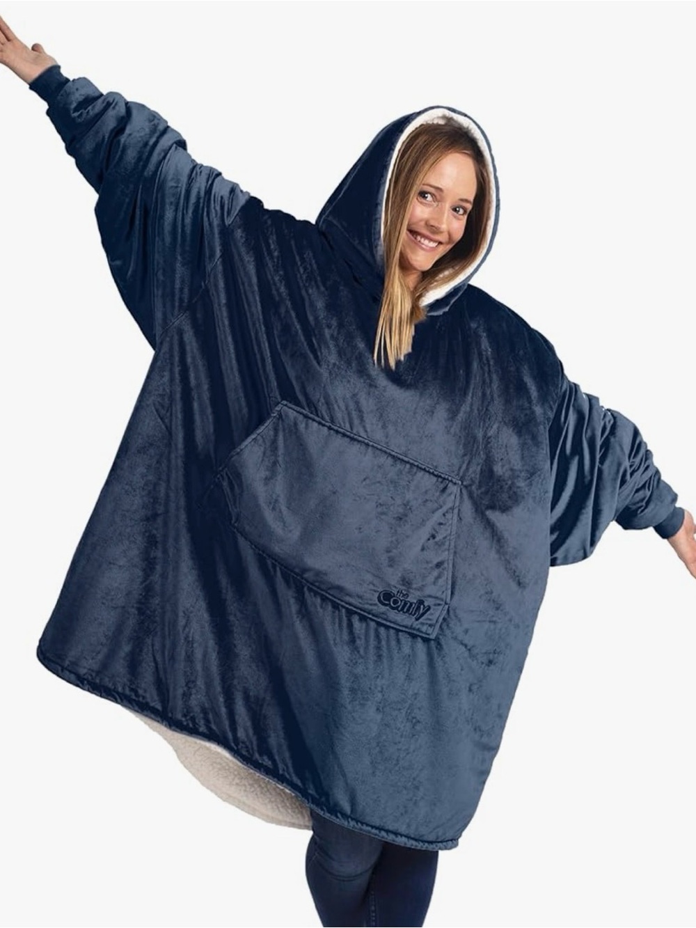 Comfy Oversized Wearable Blanket Hoodie - Navy Blue